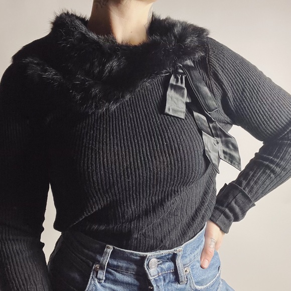 Burberry Black Label rabbit fur knit y2k Burberry Black Label rabbit fur knit y2k
